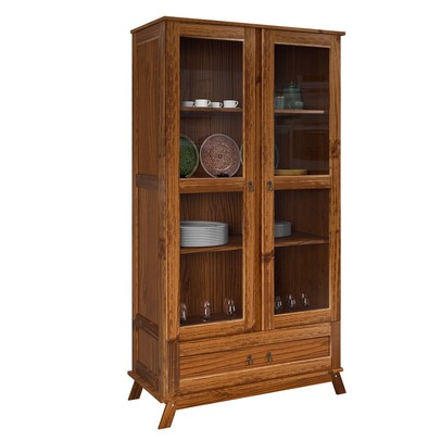 Cristaleira Roma 2 Portas 1 Gaveta Madeira Maciça Ypê - Rodmoveis