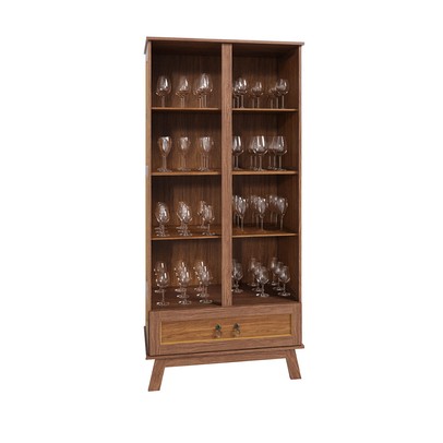 Cristaleira Roma 2 Portas 1 Gaveta Madeira Maciça Ypê - Rodmoveis