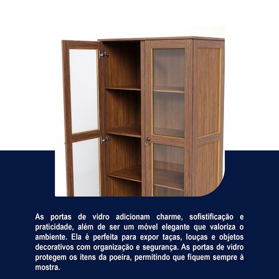 Cristaleira Roma 2 Portas 1 Gaveta Madeira Maciça Ypê - Rodmoveis