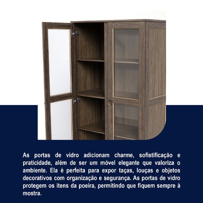 Cristaleira Roma 2 Portas 1 Gaveta Madeira Maciça Imbuia - Rodmoveis