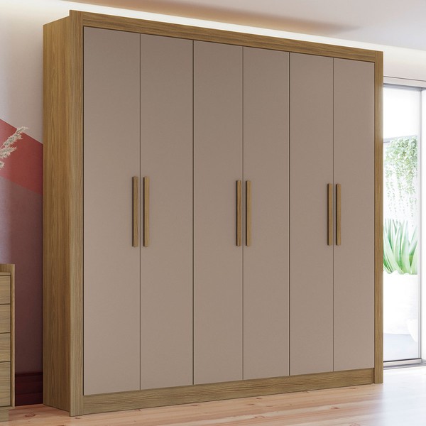 Guarda-Roupa Casal 6 Portas 2 Gavetas Nogueira/Fendi - Kappesberg