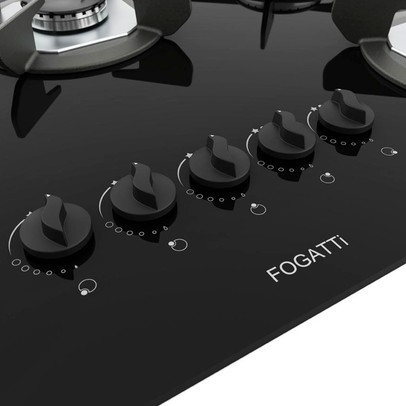 Cooktop 5 Bocas Safe Vidro Preto 27001401 - Fogatti