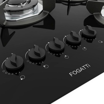 Cooktop 5 Bocas Safe Tripla Chama Vidro Preto 27001601 - Fogatti