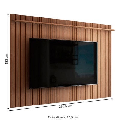 Painel para TV Até 80 Polegadas Leblon Ripado 1 Prateleira Nature - Panorama Móveis