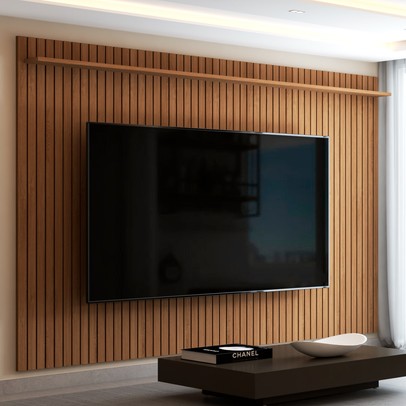 Painel para TV Até 80 Polegadas Leblon Ripado 1 Prateleira Nature - Panorama Móveis