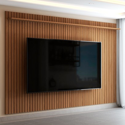 Painel para TV Até 80 Polegadas Leblon Ripado 1 Prateleira Nature - Panorama Móveis