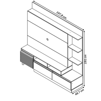 Estante para TV Até 50 Polegadas 1 Porta 2 Gavetas Naturalle/Cristalo - Decibal