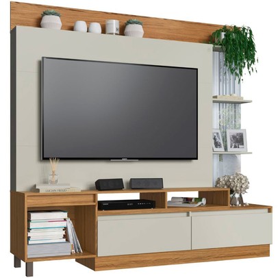 Estante para TV Até 50 Polegadas 1 Porta 2 Gavetas Naturalle/Cristalo - Decibal