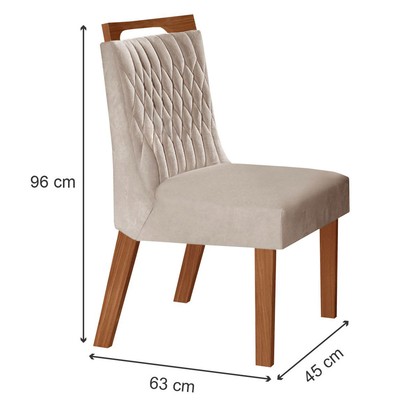 Mesa de Jantar 6 Lugares Lottus com Vidro Prêmio/Pena Bege - Lj Móveis