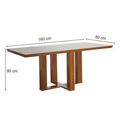 Mesa de Jantar 6 Lugares Lottus com Vidro Prêmio/Pena Bege - Lj Móveis