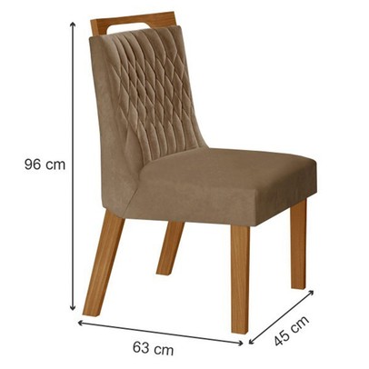 Mesa de Jantar 4 Lugares Lottus com Vidro Cinamomo/Pena Caramelo - Lj Móveis