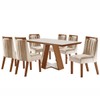 Mesa de Jantar 6 Lugares Viena com Vidro Prêmio/Off White/Creme - Lj Móveis