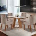 Mesa de Jantar 4 Lugares Viena com Vidro Prêmio/Off White/Linho Bege - Lj Móveis