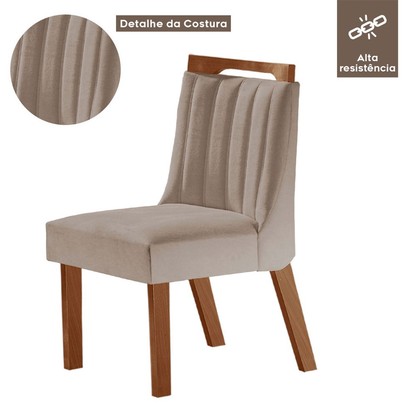 Mesa de Jantar 4 Lugares Madri com Vidro Premio/Off White/Linho Bege - Lj Móveis