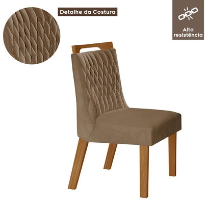 Kit 6 Cadeiras Atenas Cinamomo/Pena Caramelo - Lj Móveis