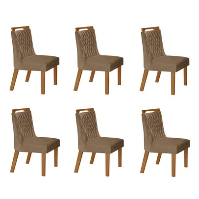 Kit 6 Cadeiras Atenas Cinamomo/Pena Caramelo - Lj Móveis