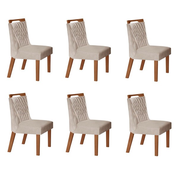 Kit 6 Cadeiras Atenas Prêmio/Pena Bege - Lj Móveis