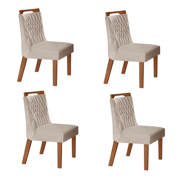 Kit 4 Cadeiras Atenas Prêmio/Pena Bege - Lj Móveis