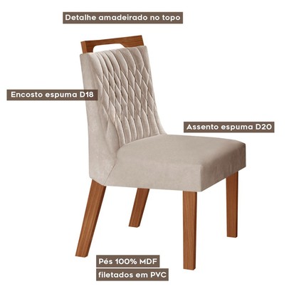 Kit 4 Cadeiras Atenas Prêmio/Pena Bege - Lj Móveis