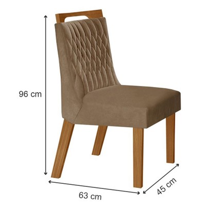 Kit 4 Cadeiras Atenas Cinamomo/Pena Caramelo - Lj Móveis