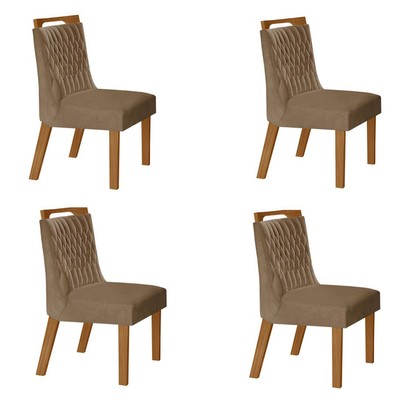 Kit 4 Cadeiras Atenas Cinamomo/Pena Caramelo - Lj Móveis