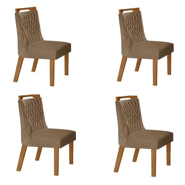 Kit 4 Cadeiras Atenas Cinamomo/Pena Caramelo - Lj Móveis