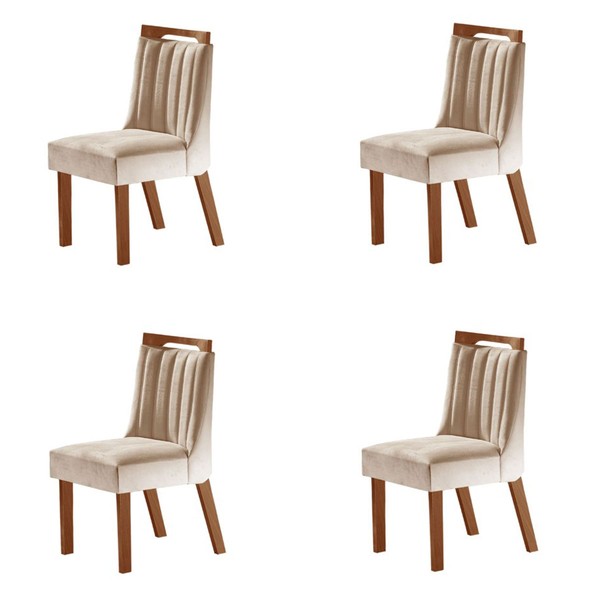 Kit 4 Cadeiras Lottus Prêmio/Creme - Lj Móveis