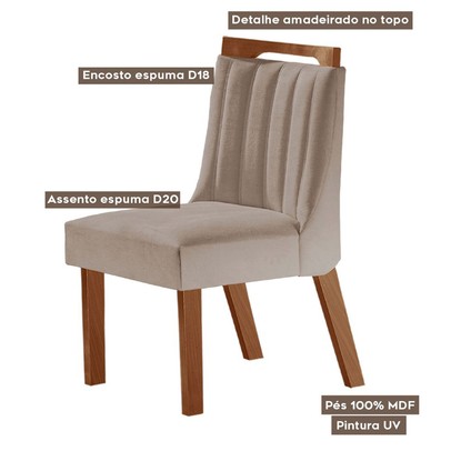 Kit 4 Cadeiras Lottus Prêmio/Linho Bege - Lj Móveis