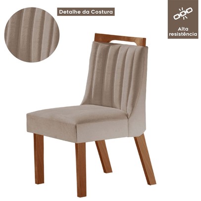 Kit 4 Cadeiras Lottus Prêmio/Linho Bege - Lj Móveis