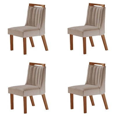 Kit 4 Cadeiras Lottus Prêmio/Linho Bege - Lj Móveis