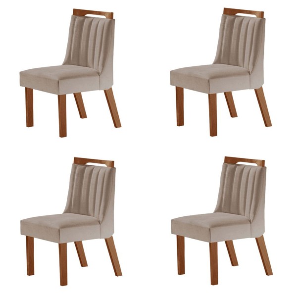 Kit 4 Cadeiras Lottus Prêmio/Linho Bege - Lj Móveis