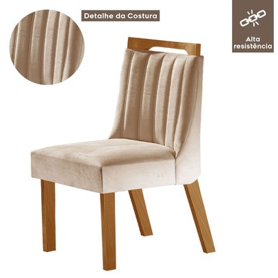 Kit 4 Cadeiras Lottus Cinamomo/Creme - Lj Móveis