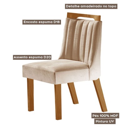 Kit 4 Cadeiras Lottus Cinamomo/Creme - Lj Móveis