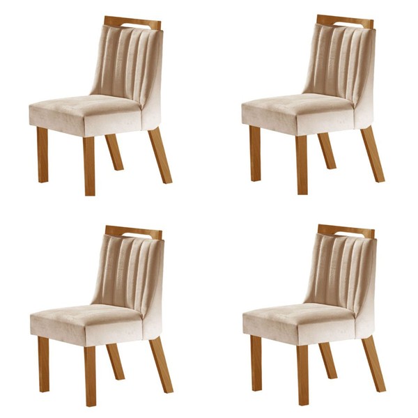 Kit 4 Cadeiras Lottus Cinamomo/Creme - Lj Móveis