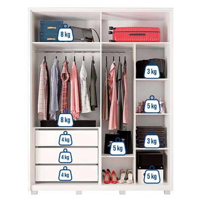 Guarda-Roupa Casal Apollo 4 Portas 3 Gavetas Branco Fosco - Caemmun