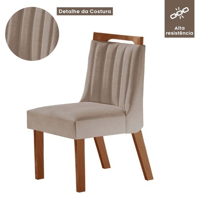 Kit 6 Cadeiras Lottus Prêmio/Linho Bege - Lj Móveis