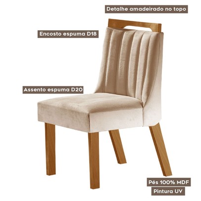 Kit 6 Cadeiras Lottus Cinamomo/Creme - Lj Móveis