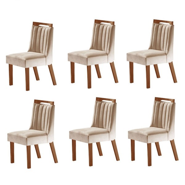 Kit 6 Cadeiras Lottus Cinamomo/Creme - Lj Móveis