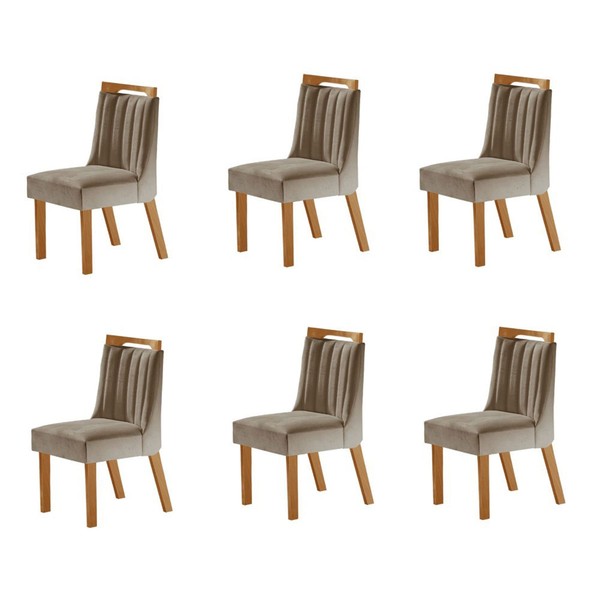 Kit 6 Cadeiras Lottus Cinamomo/Capuccino - Lj Móveis