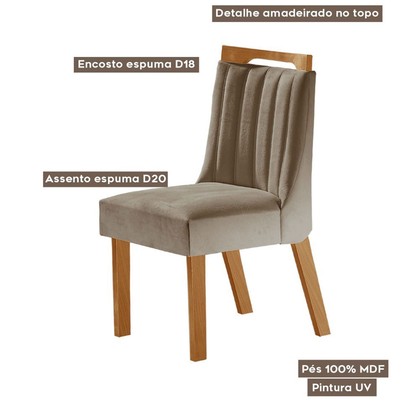 Kit 6 Cadeiras Lottus Cinamomo/Capuccino - Lj Móveis