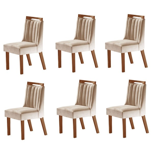 Kit 6 Cadeiras Lottus Prêmio/Creme - Lj Móveis