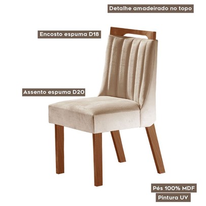 Kit 6 Cadeiras Lottus Prêmio/Creme - Lj Móveis