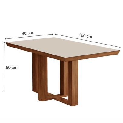 Mesa de Madeira Lottus 120cm com Vidro Prêmio/Off White - Lj Móveis
