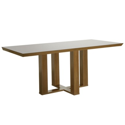 Mesa de Madeira Lottus 160cm com Vidro Cinamomo/Off White - Lj Móveis