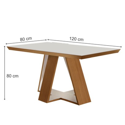 Mesa de Madeira Viena 120cm com Vidro Cinamomo/Off White - Lj Móveis