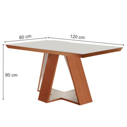 Mesa de Madeira Viena 120cm com Vidro Prêmio/Off White - Lj Móveis