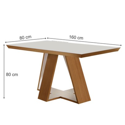 Mesa de Madeira Viena 160cm com Vidro Cinamomo/Off White - Lj Móveis