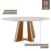 Mesa de Madeira Madri Redonda 135cm com Vidro Cinamomo/Off White 14933 - Lj Móveis