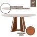 Mesa de Madeira Madri Redonda 135cm com Vidro Premio/Off White 14933 - Lj Móveis