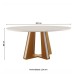 Mesa de Madeira Madri Redonda 100cm com Vidro Cinamomo/Off White - Lj Móveis